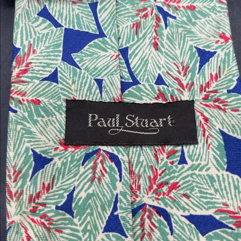 Paul Stuart Green and Blue Floral Tie